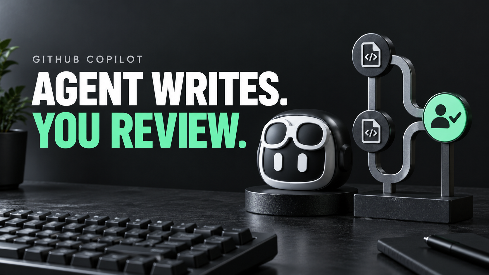 Conceptual illustration for GitHub Copilot Coding Agent: Your Issue Becomes a Pull Request, Not a Free Pass